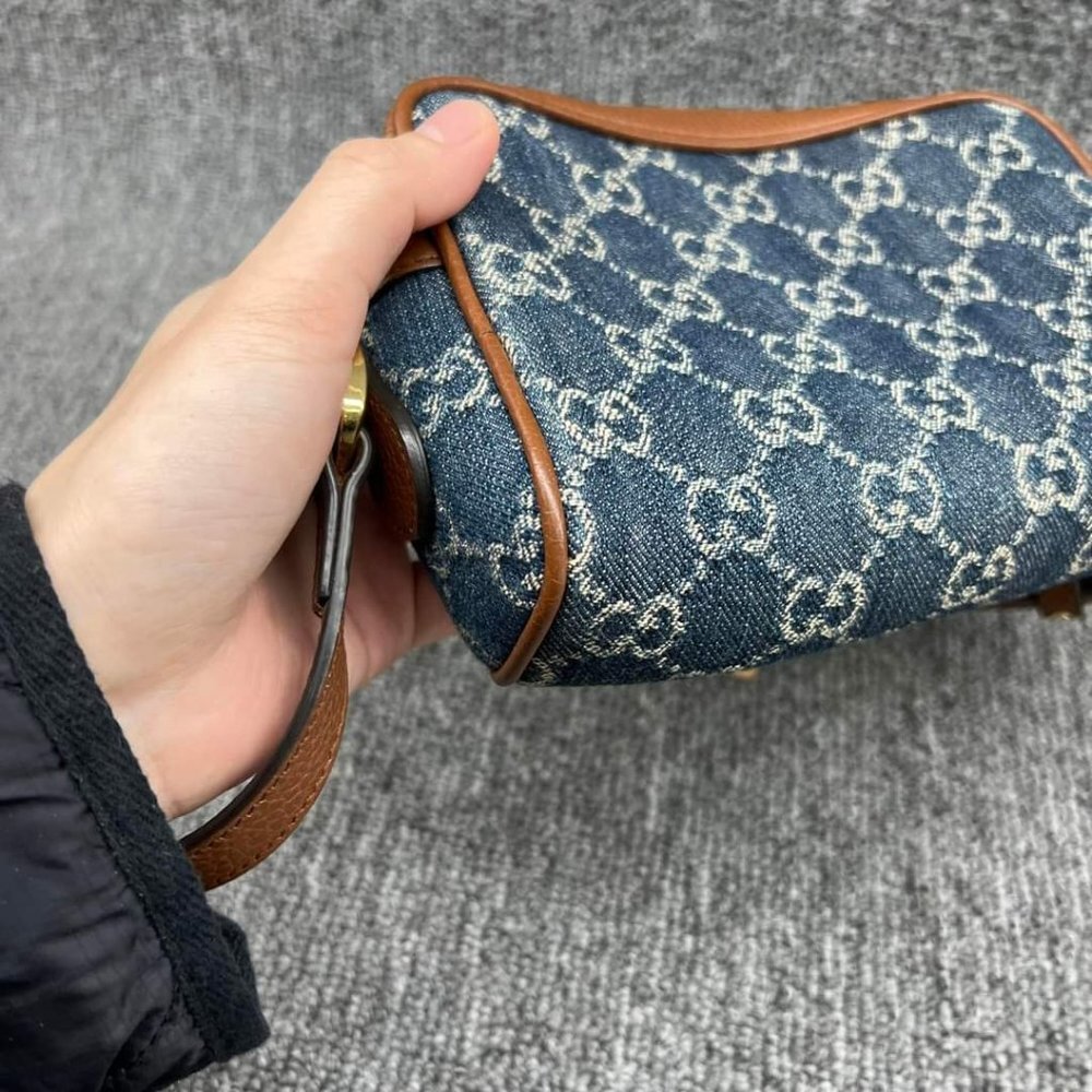 100% Authentic Gucci Ophidia GG Denim Mini Shoulder Bag - Picture 9 of 15
